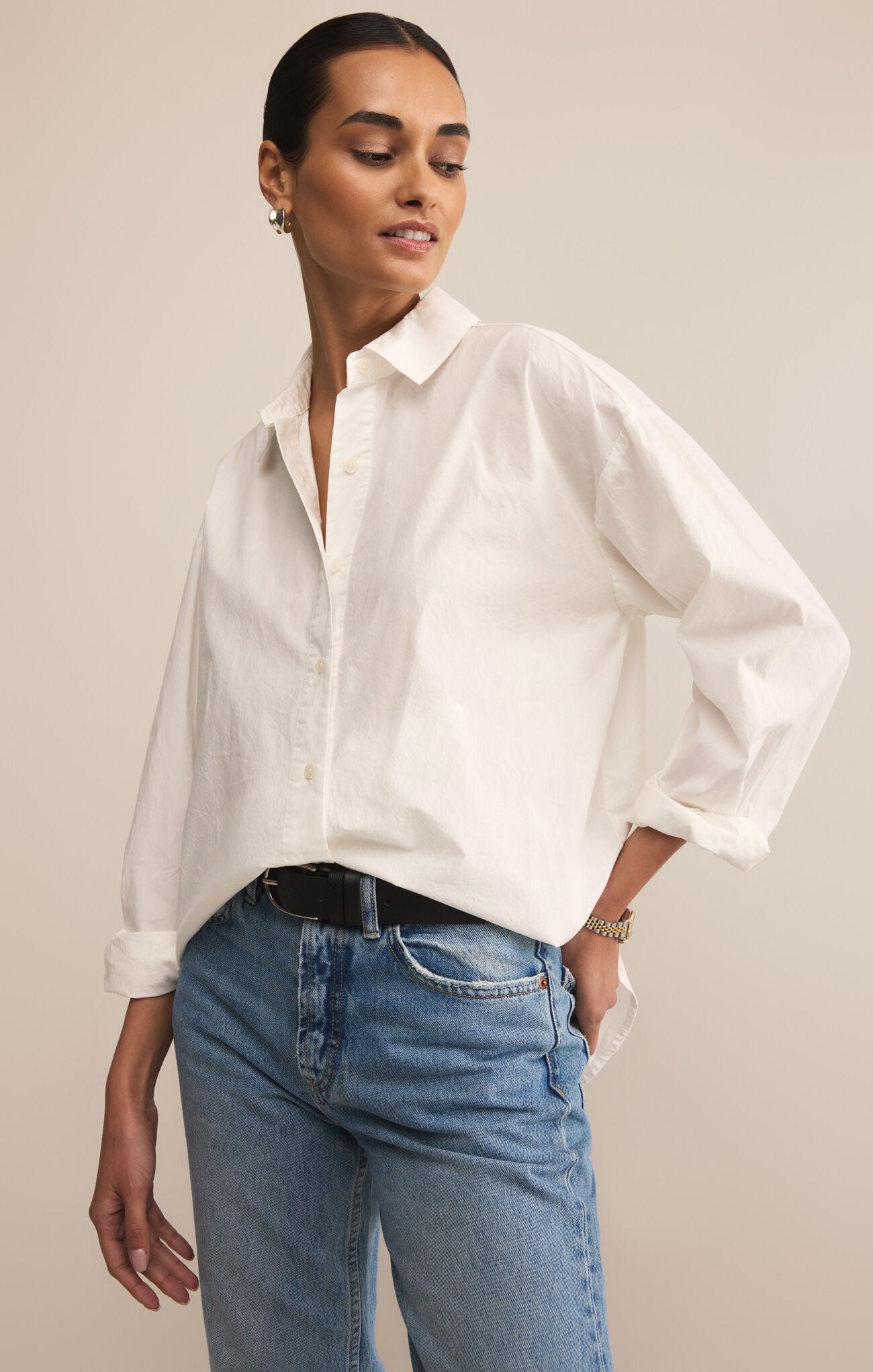Elevated poplin shirt white