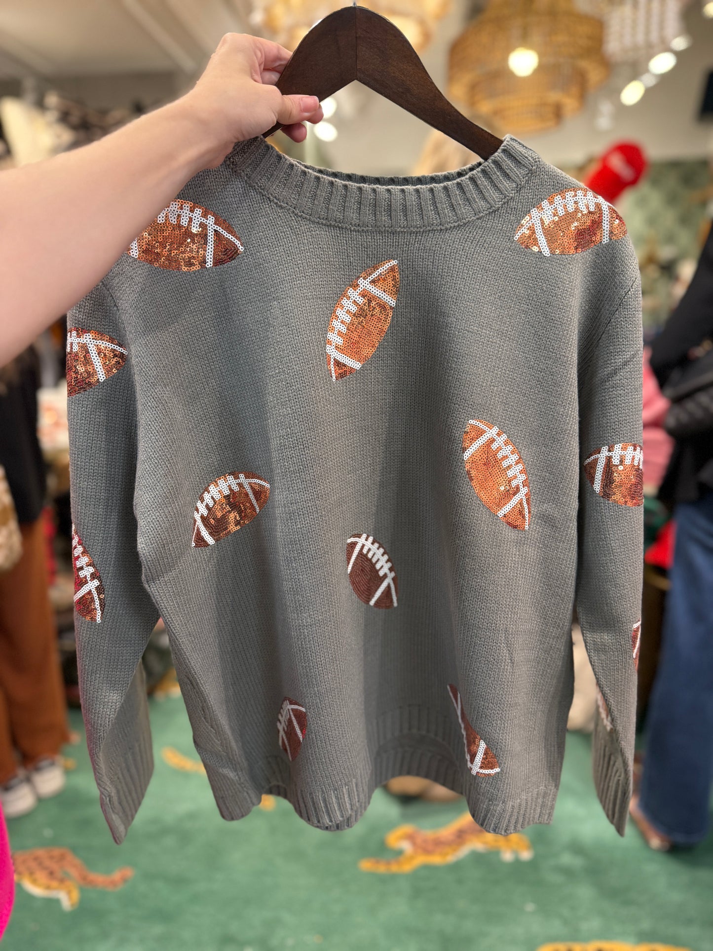 Football sequined sweater in grey