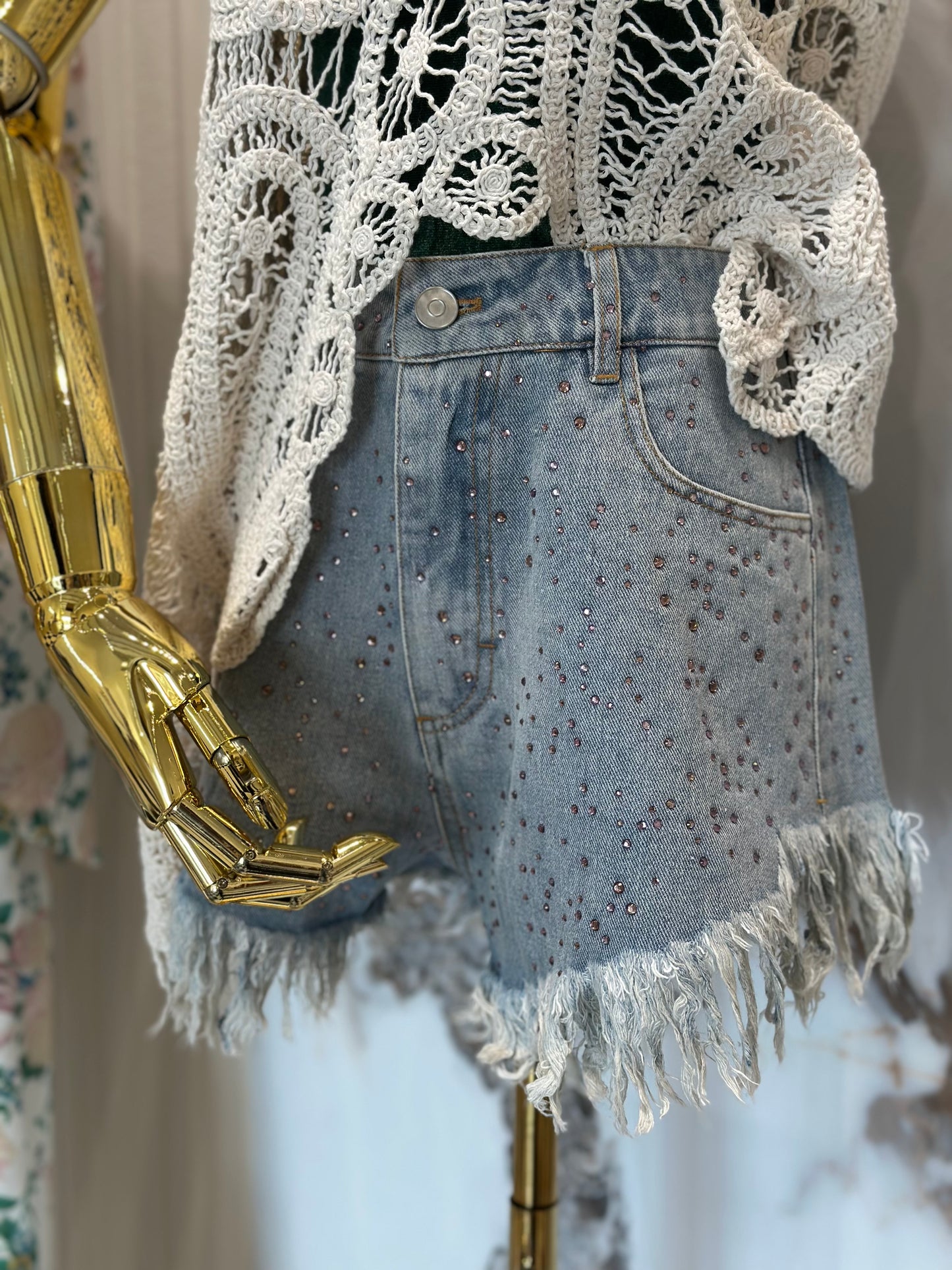 Paola denim mini shorts