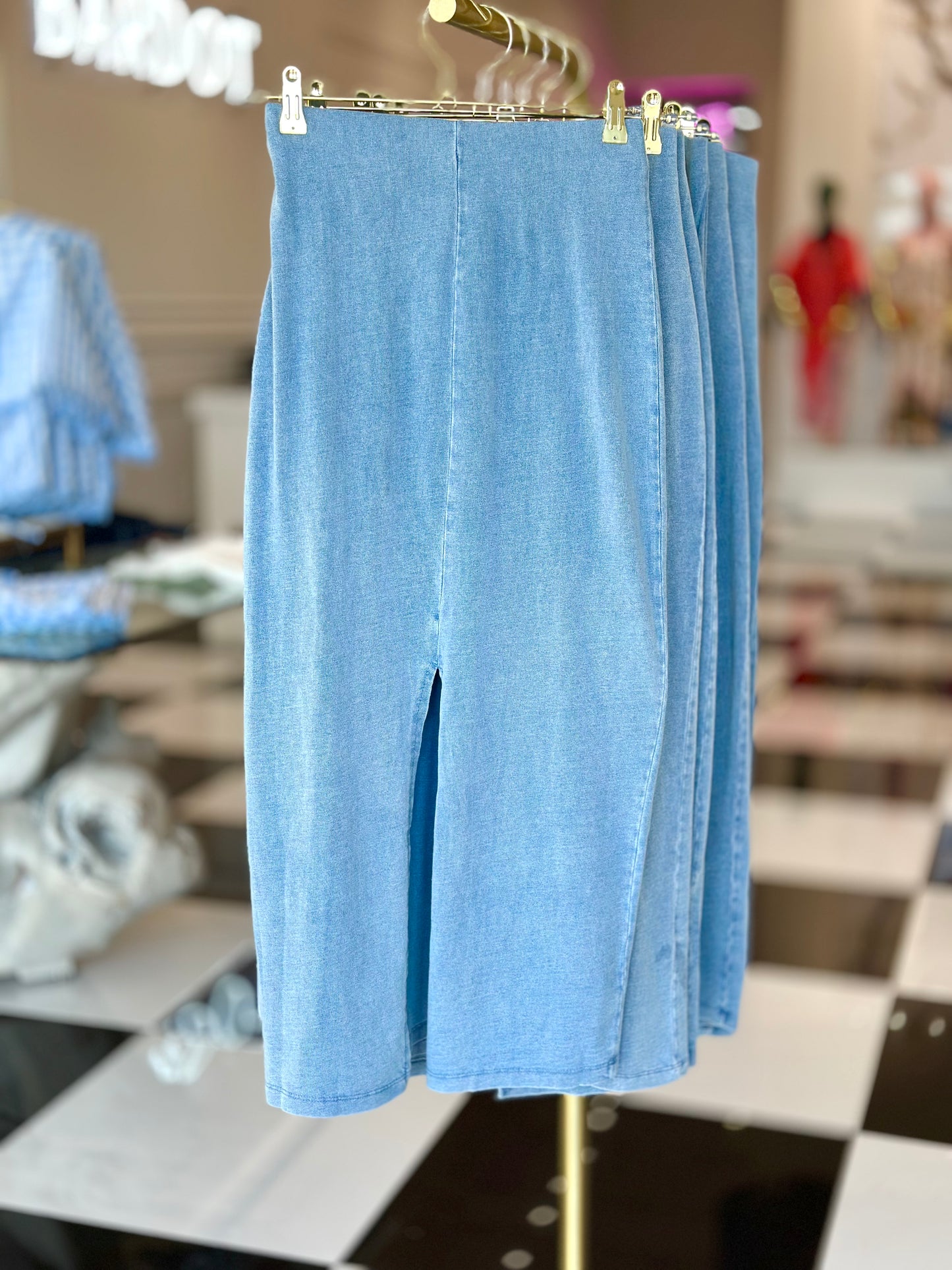 GAIL JERSEY DENIM MIDI SKIRT
