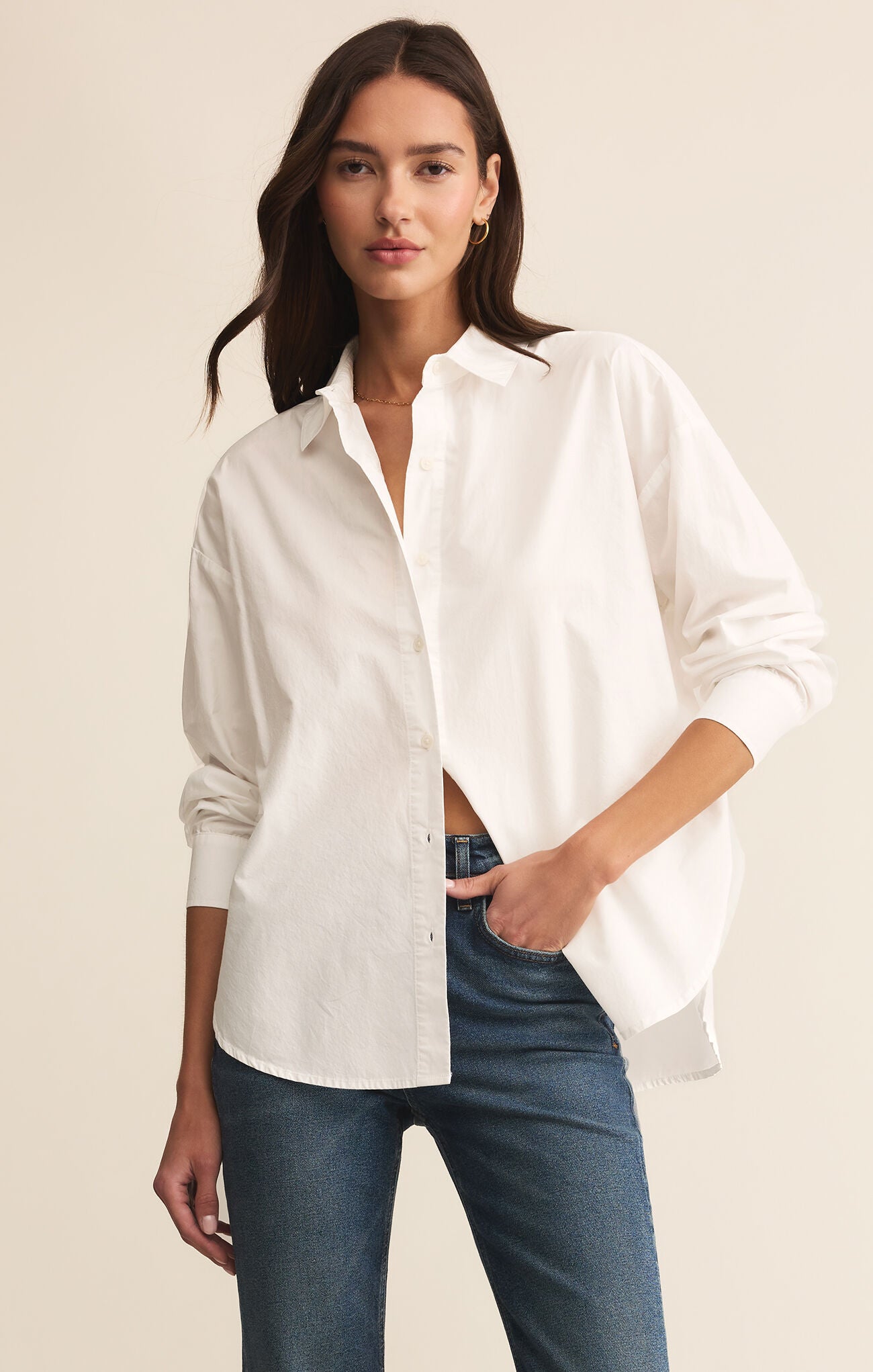 Elevated poplin shirt white