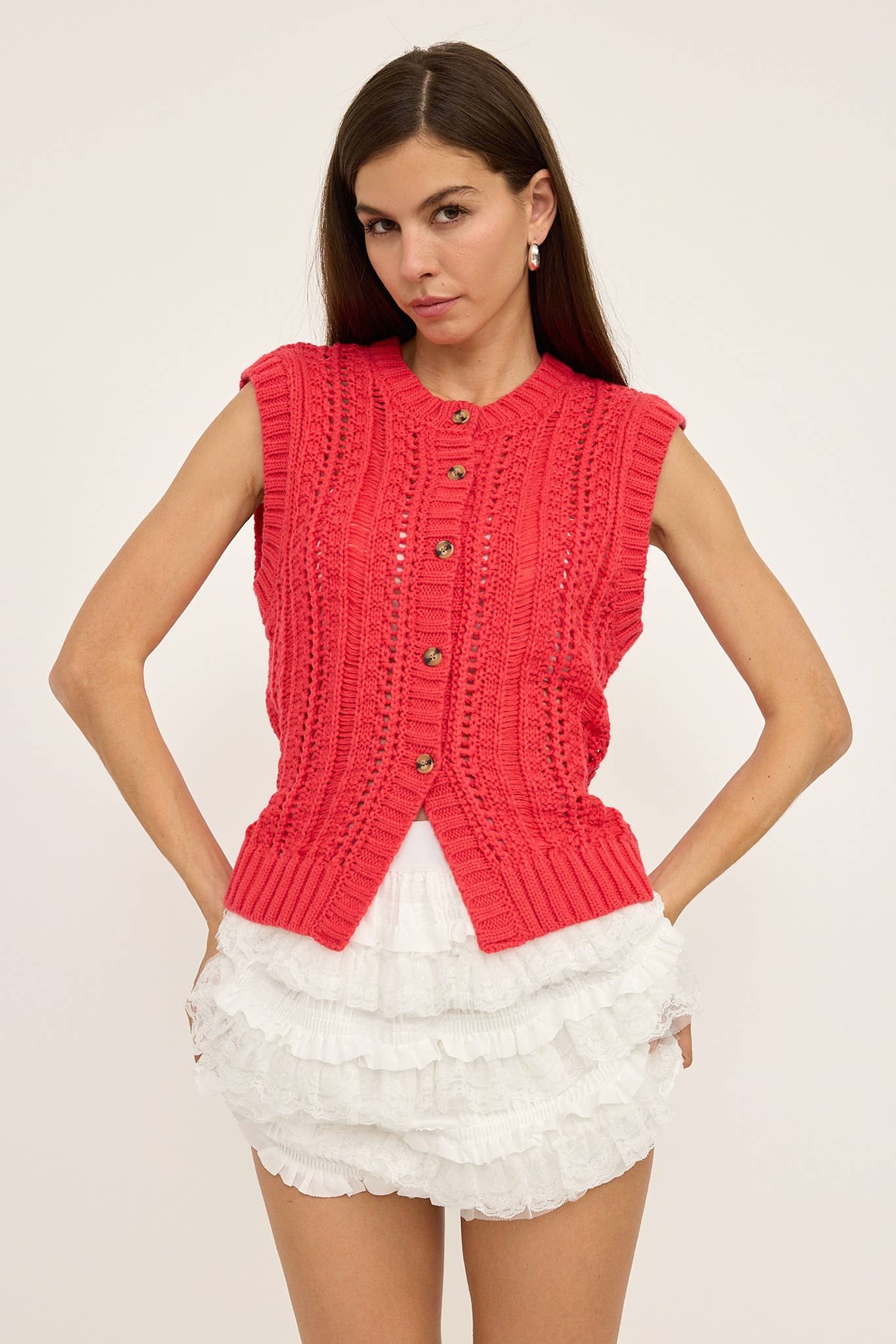 SLEEVELESS SWEATER CARDIGAN