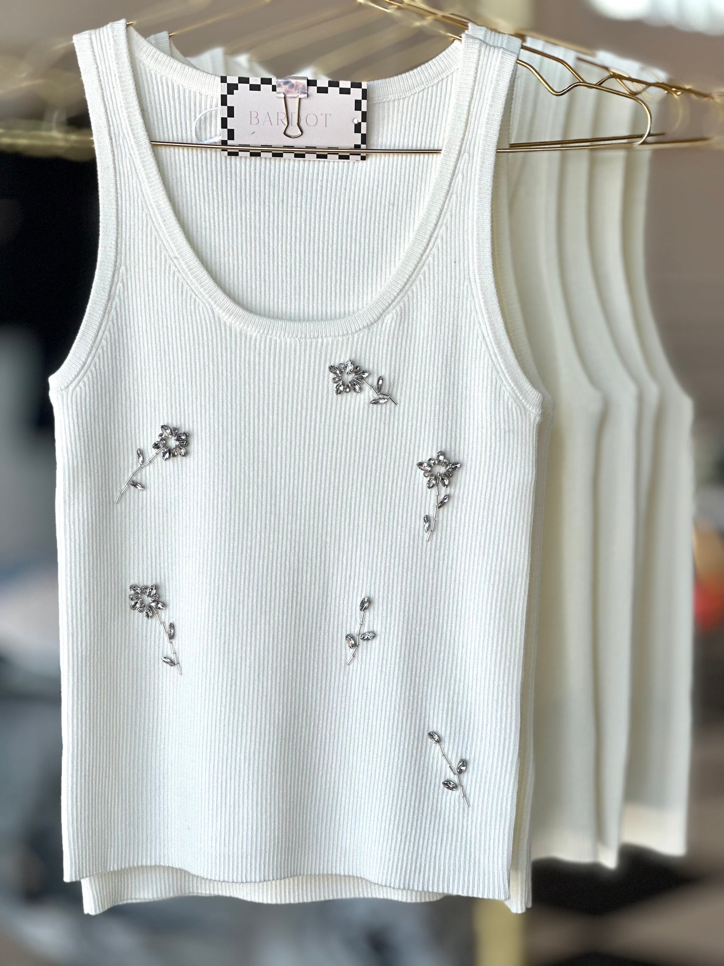 WENDY RHINESTONE WHITE TANK