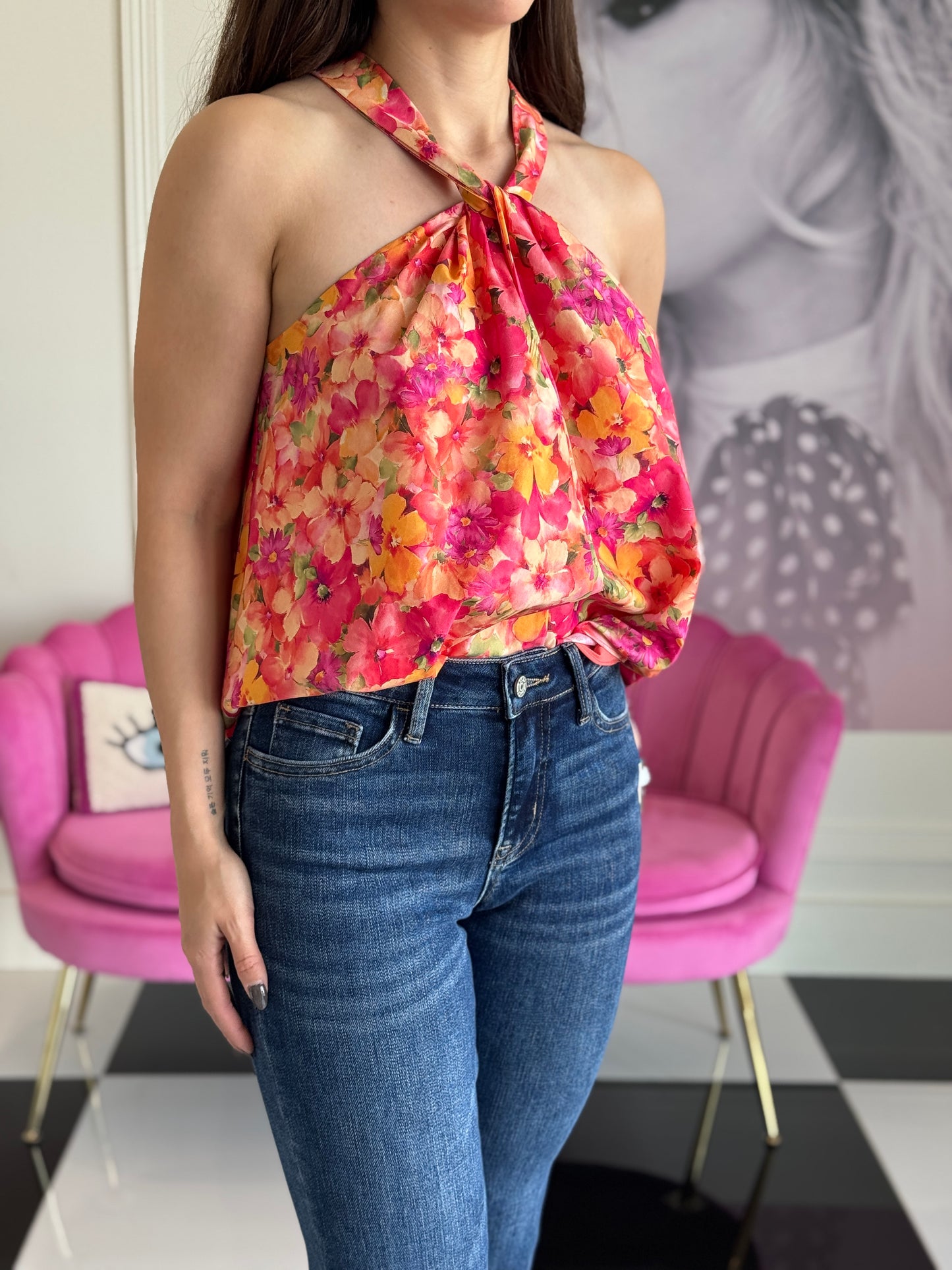 Floral twist neck FINAL SALE