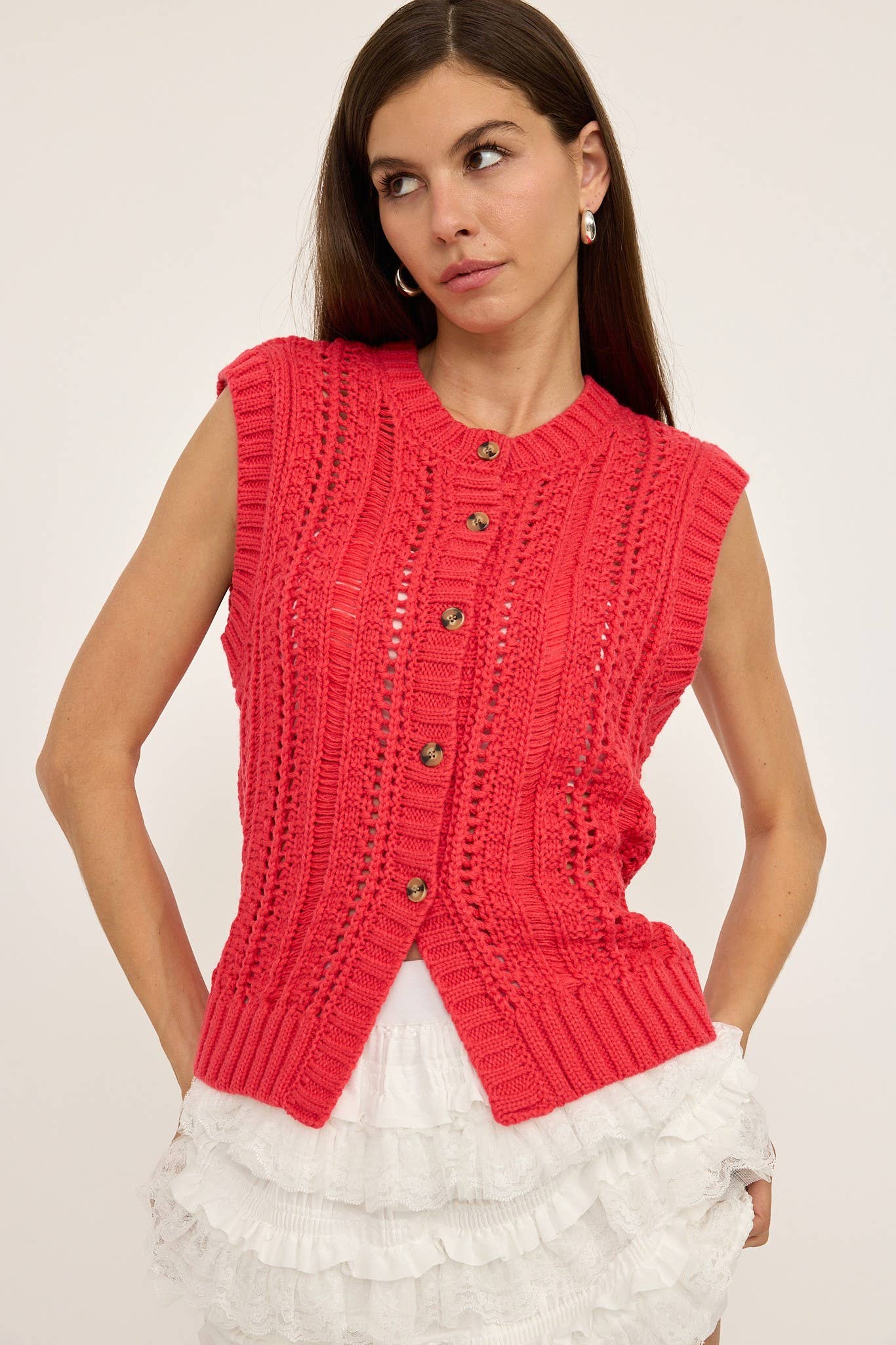 SLEEVELESS SWEATER CARDIGAN