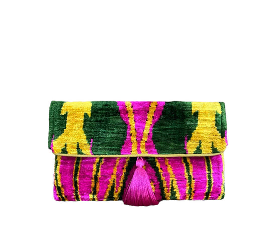 Silk Velvet Ikat Clutch