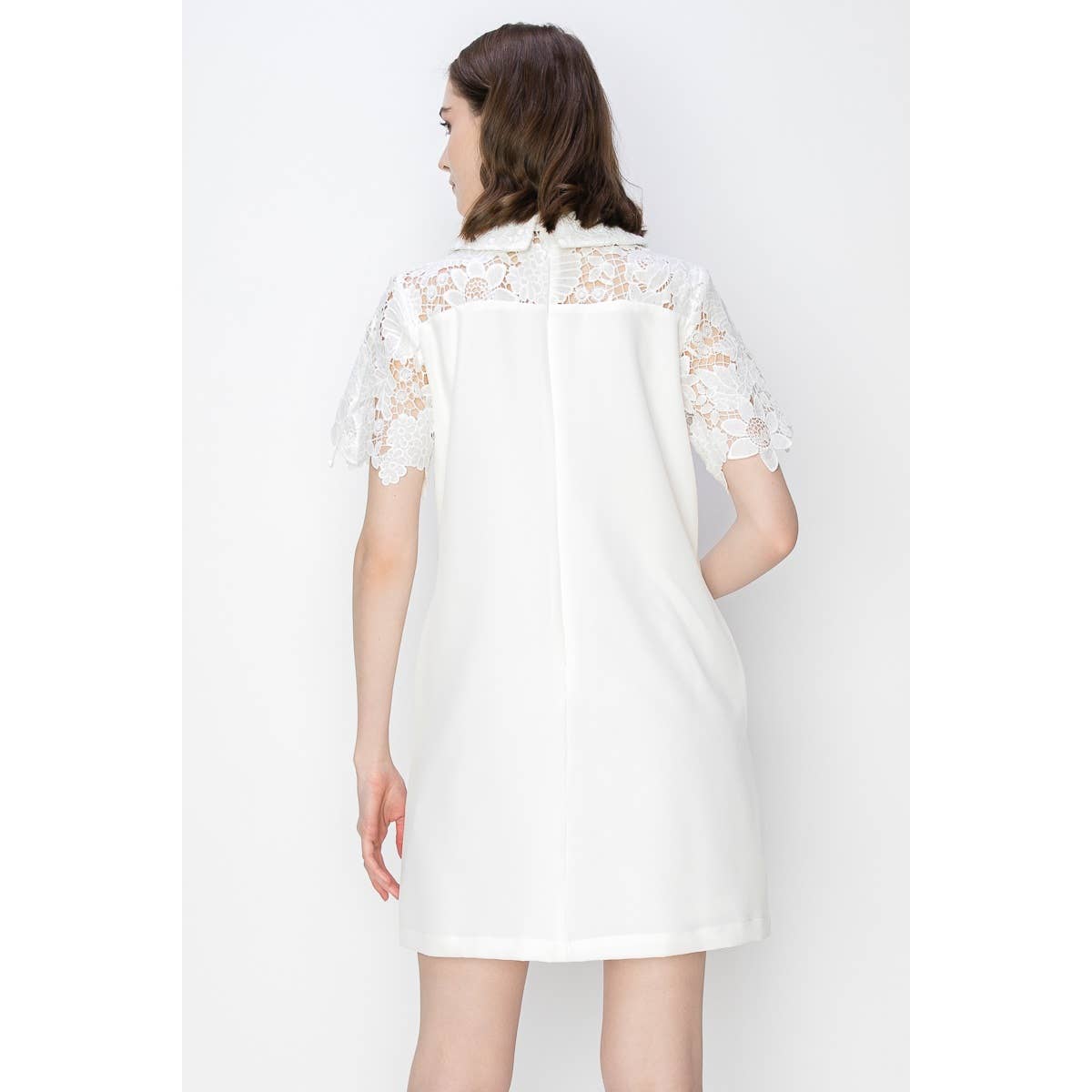 Short Sleeve Floral Lace Panelling Mini Dress - FINAL SALE