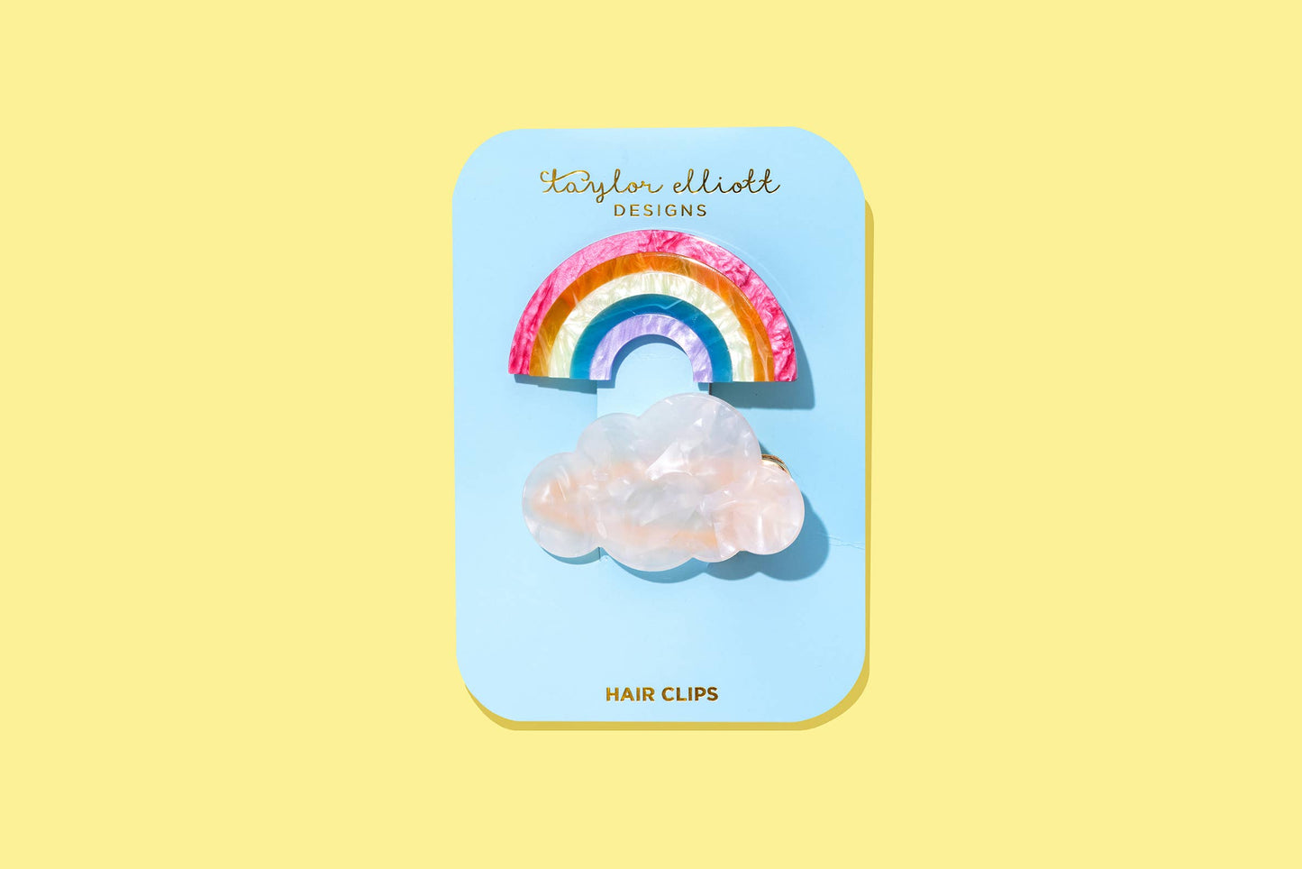 Hair Clip Set - Rainbow + Cloud - Multi-Colored Pearl