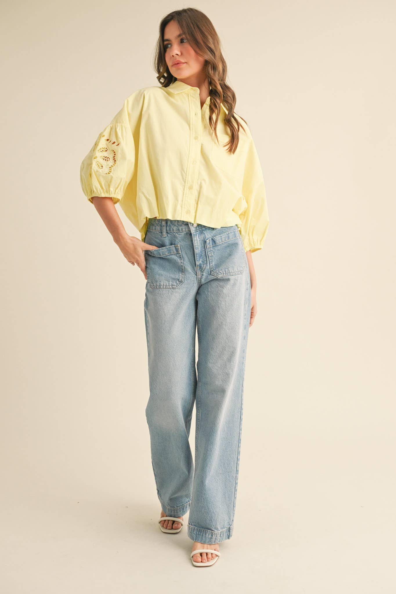 CATERINA BUBBLE SLEEVE TOP