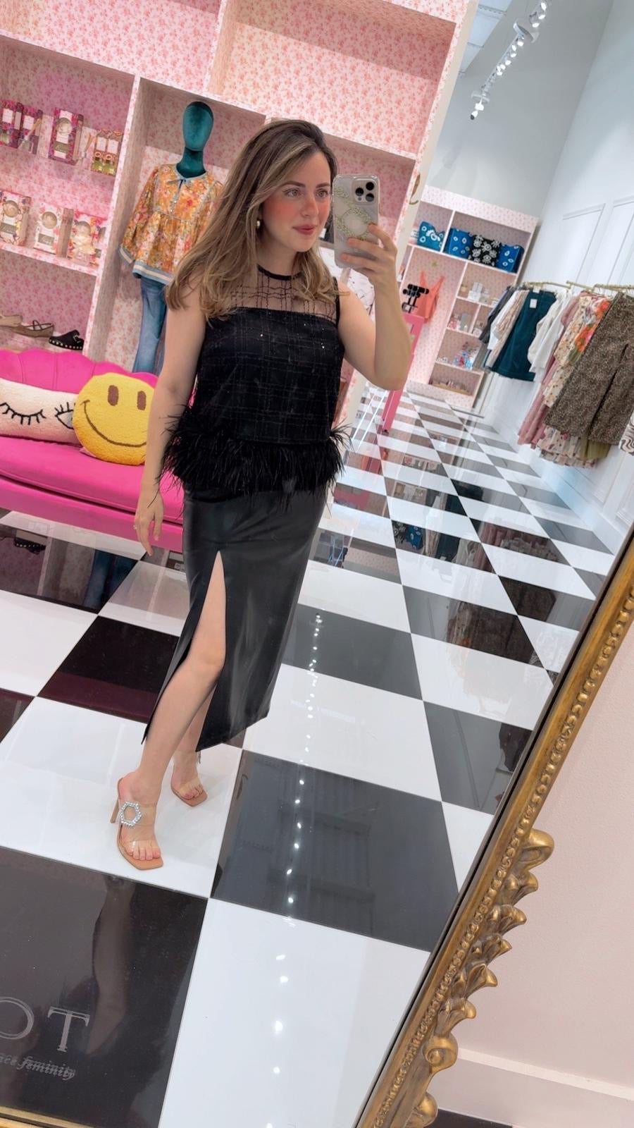 Metropolitan leather skirt black