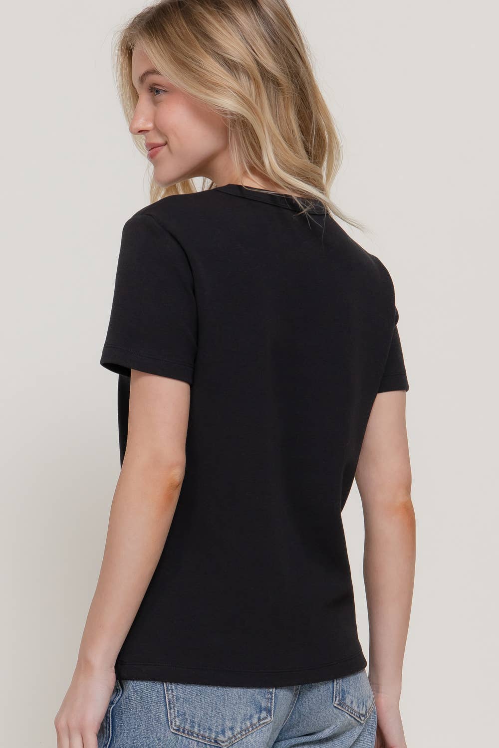 Short Sleeve Round Neck Soft Knit Jersey Top