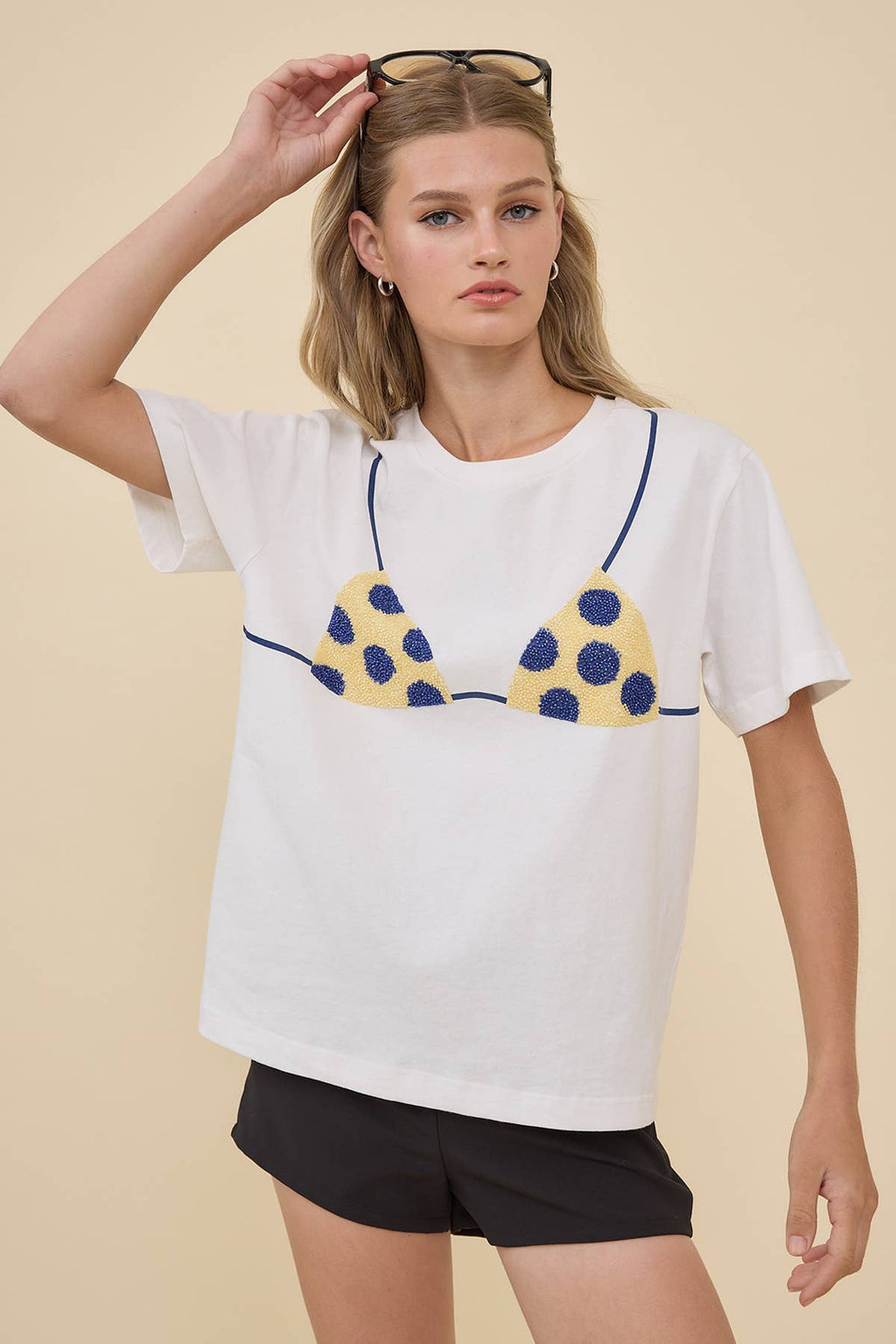 Caviar Bead Polka Dot Bra Graphic Tee