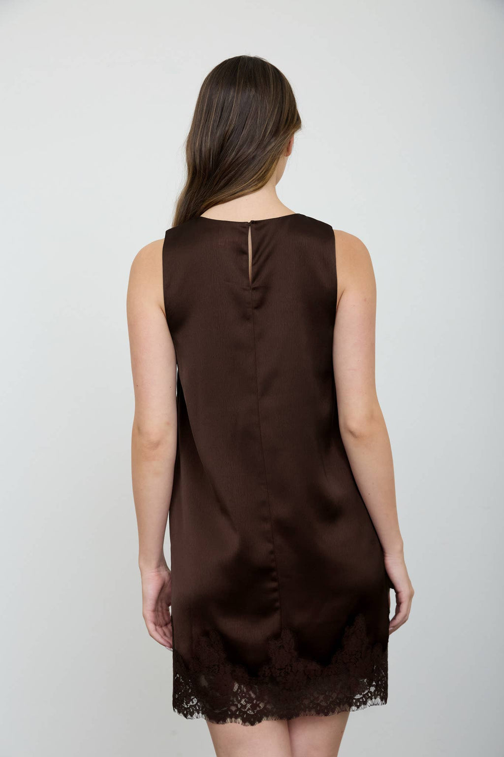 SATIN LACE HEM SLEEVELESS MINI DRESS (PRE-ORDER)