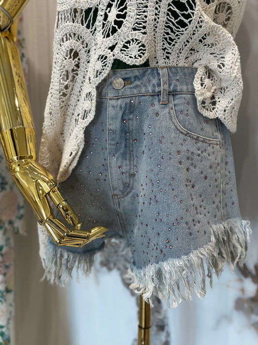 Paola denim mini shorts