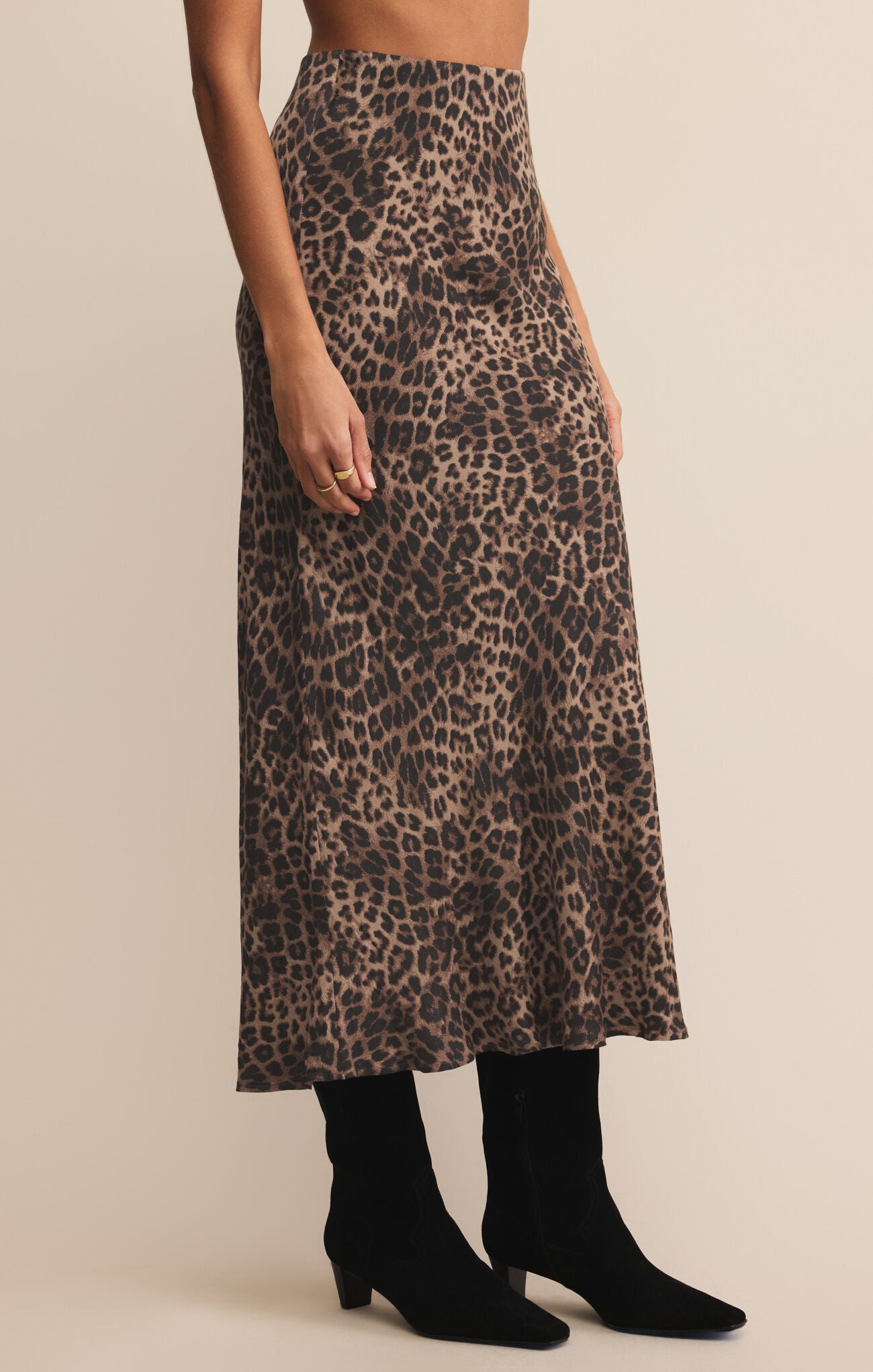 Izabel leopard skirt desert tan
