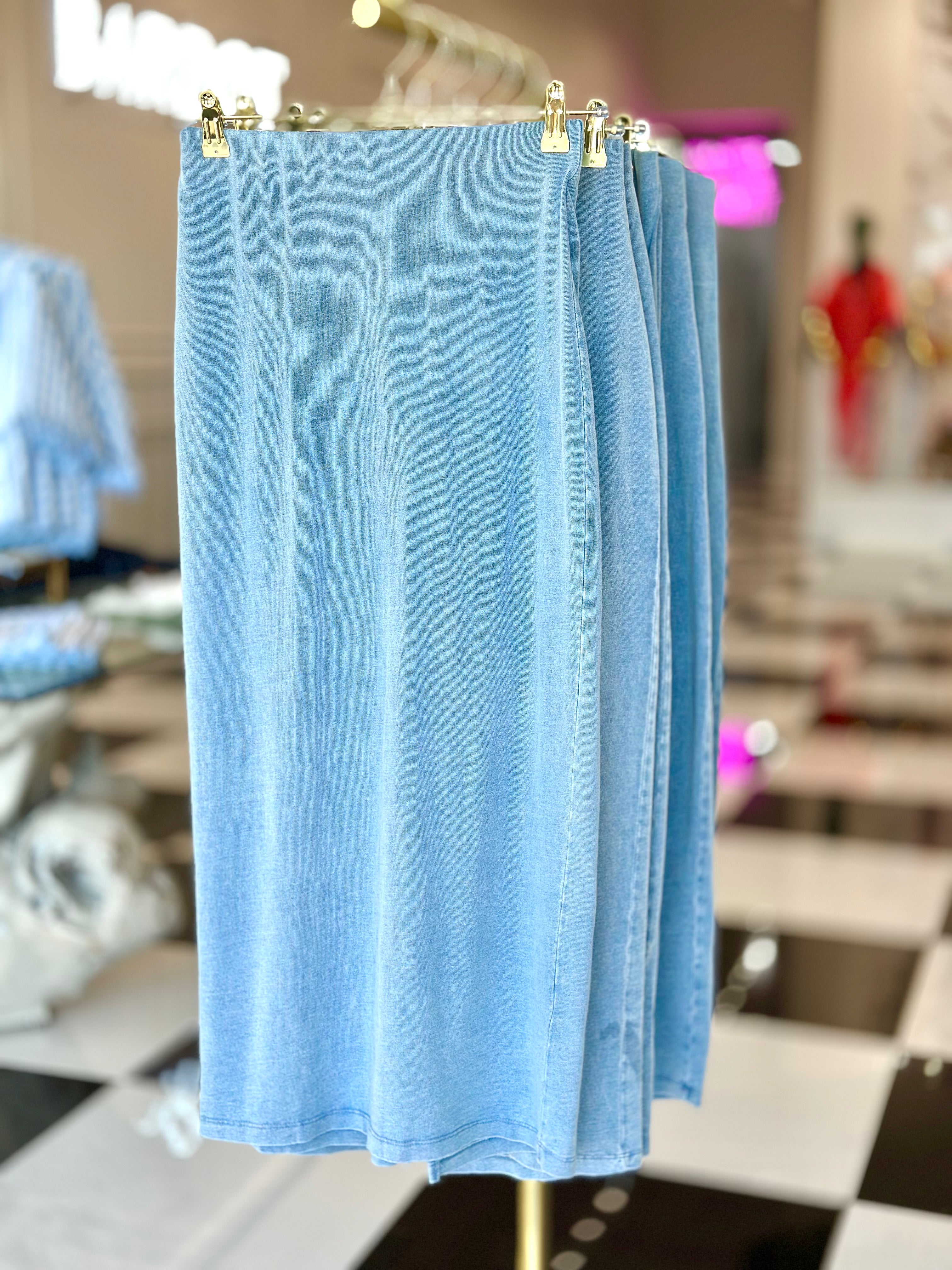 GAIL JERSEY DENIM MIDI SKIRT