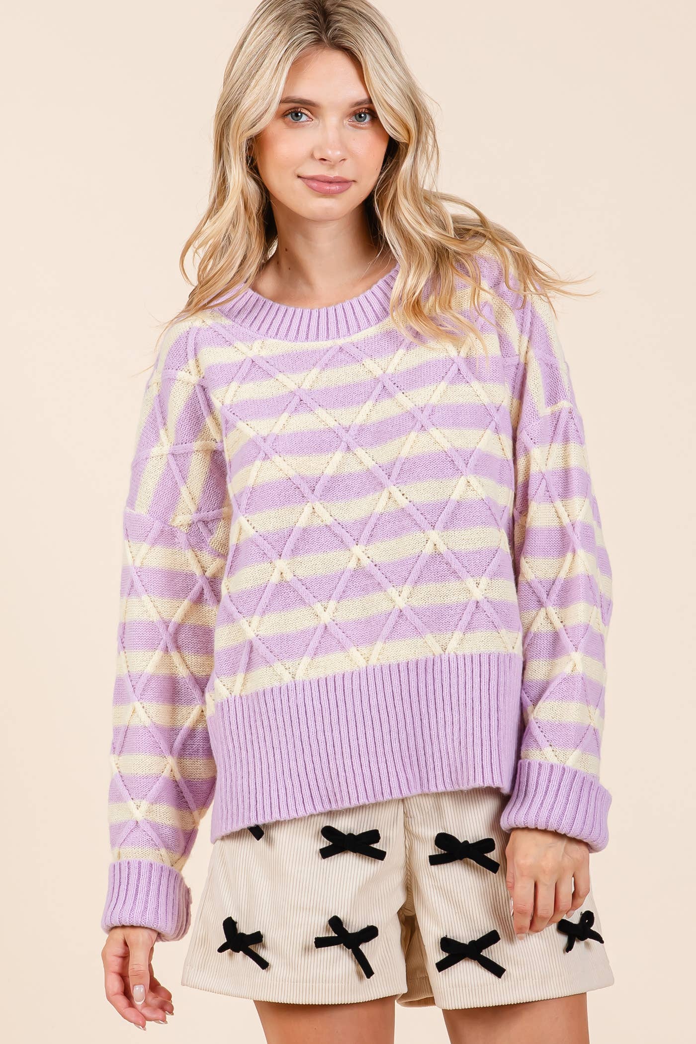 Stripe Argyle Knit Sweater