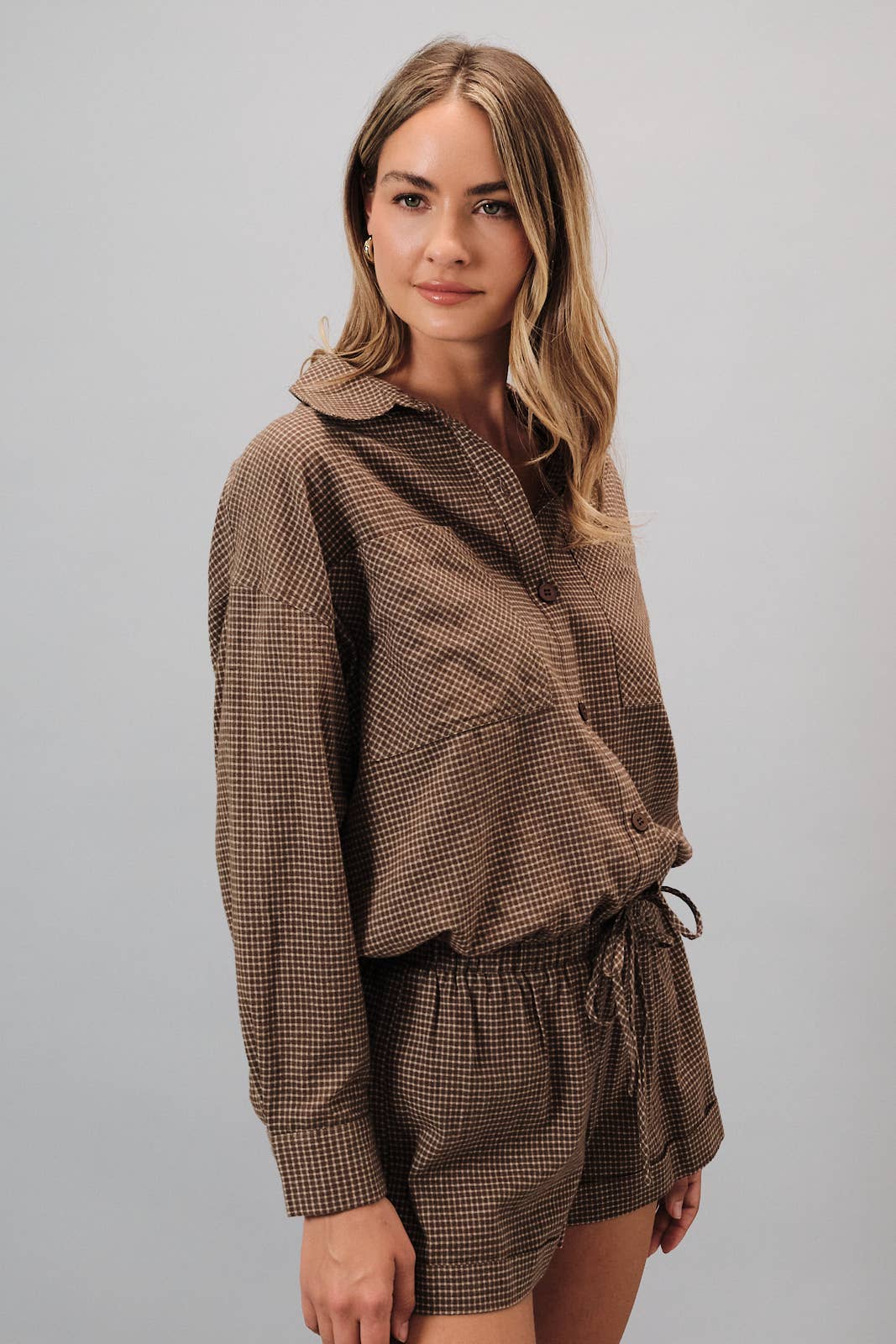 MERIDA PLAID SHIRT WITH DRAW STRING HEM