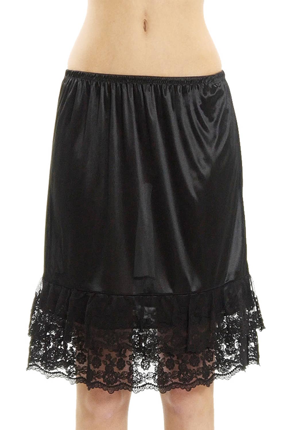 Lace satin half slip skirt