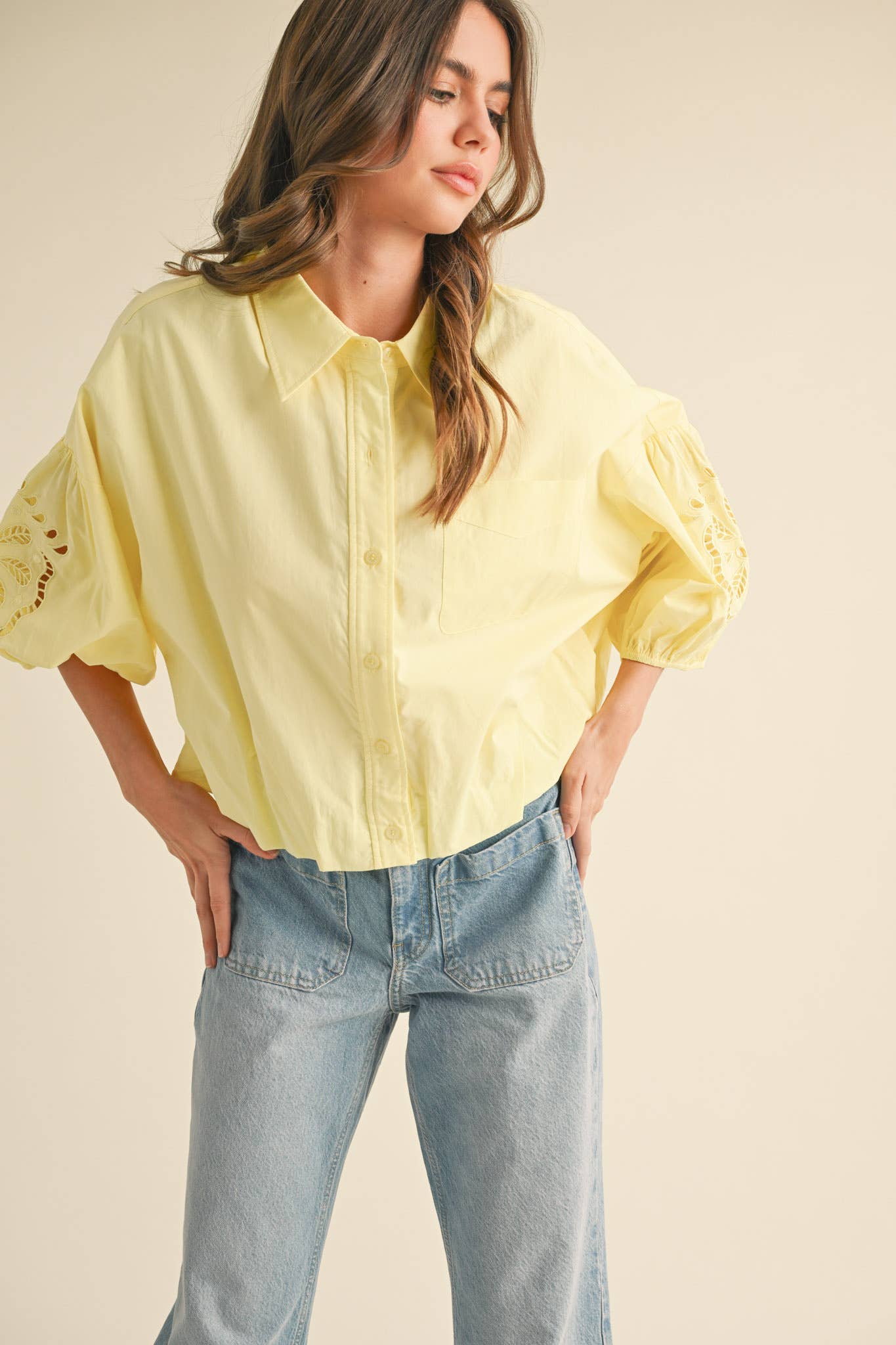 CATERINA BUBBLE SLEEVE TOP