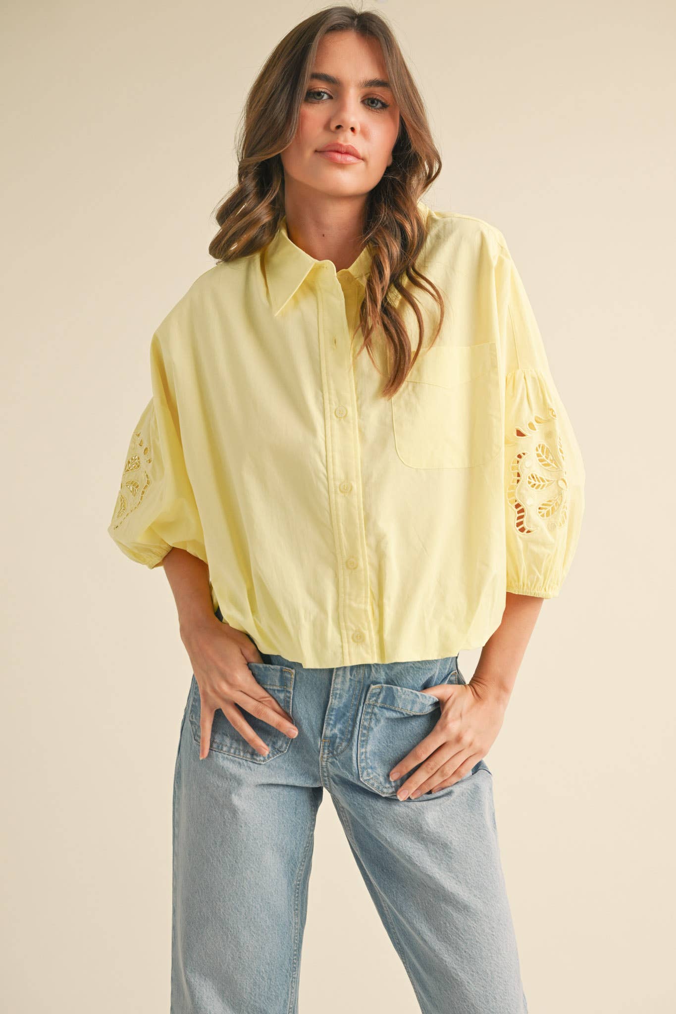 CATERINA BUBBLE SLEEVE TOP