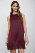 SATIN LACE HEM SLEEVELESS MINI DRESS (PRE-ORDER)