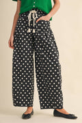 ALLEGRA POLKA DOT PLEATED BARREL PANTS