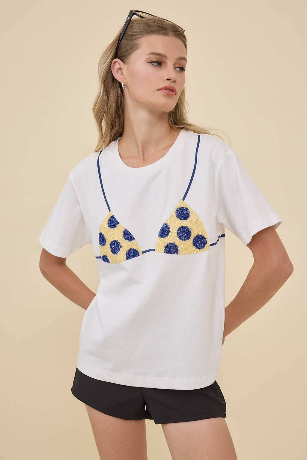 Caviar Bead Polka Dot Bra Graphic Tee