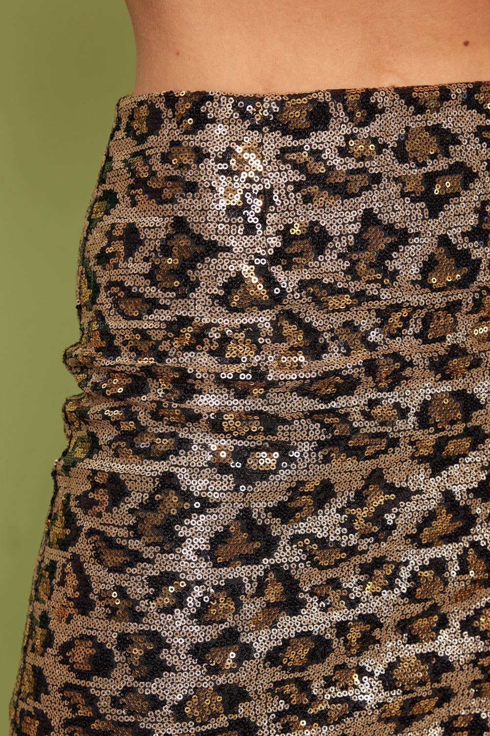 LEOPARD PRINTED SEQUIN MINI SKIRT FINAL SALE