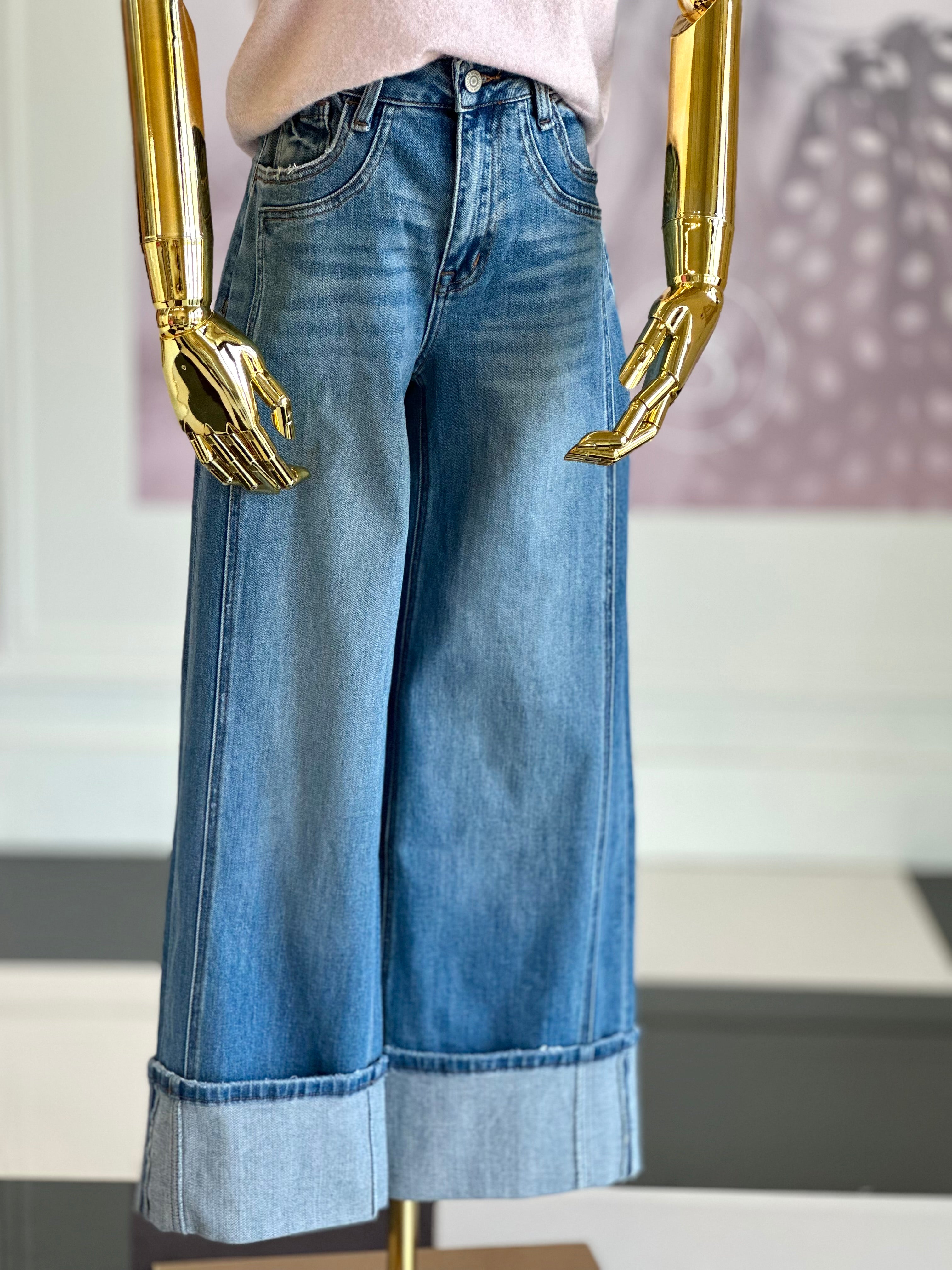 Olivia blue wash cuffed denim