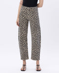 ANTONELLA HIGH RISE LEOPARD PRINT BARREL JEANS