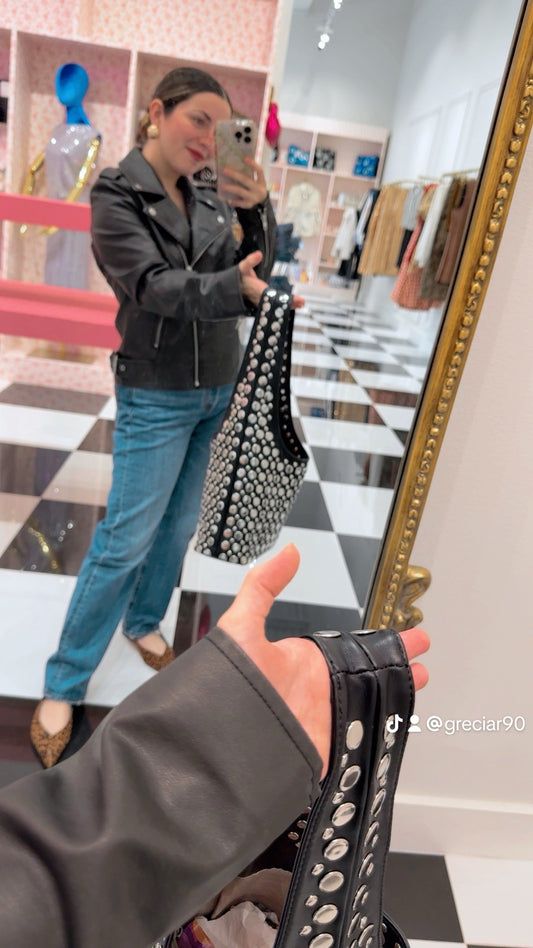 Black studded purse