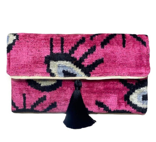 Silk Velvet Ikat Clutch