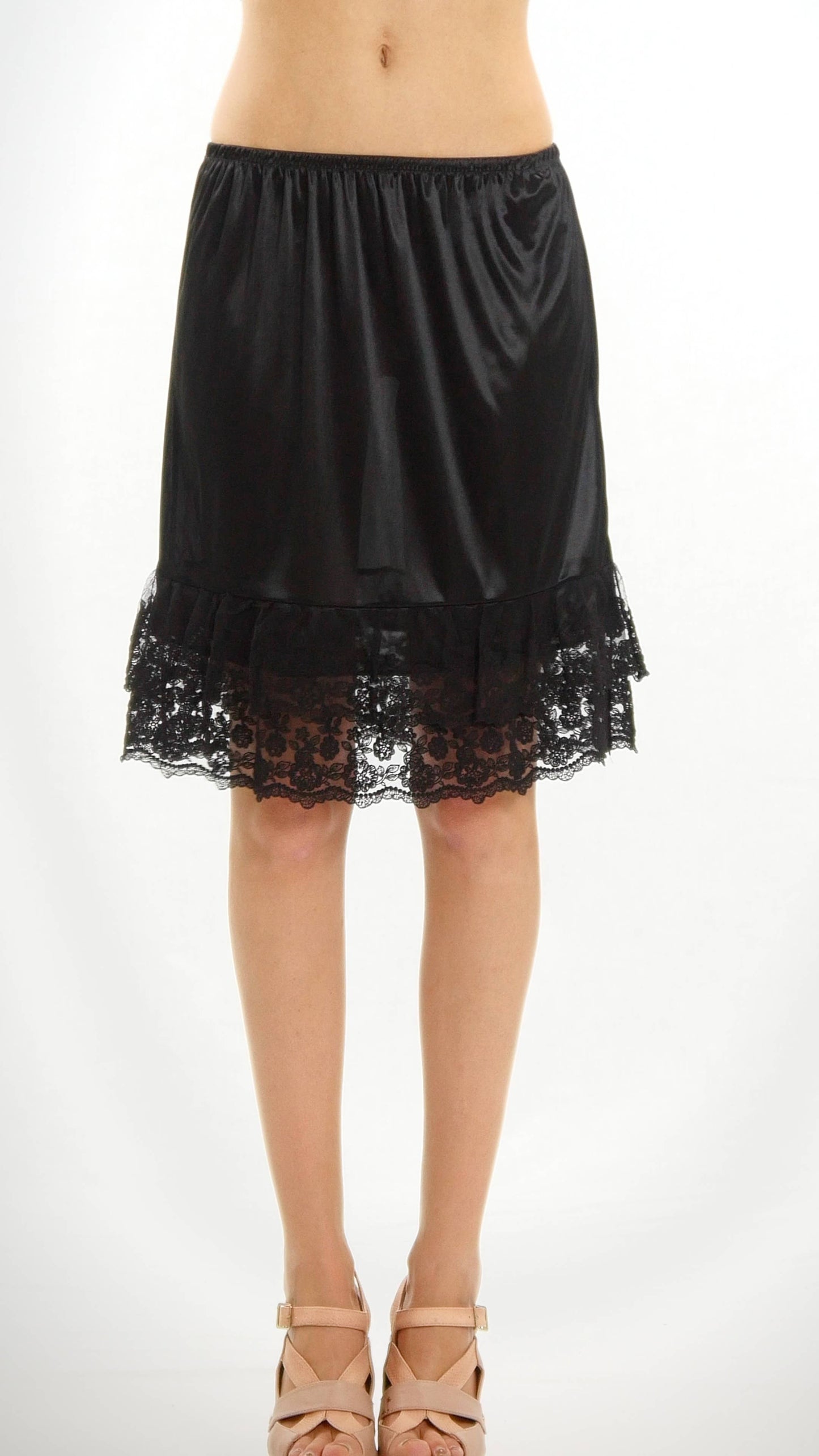 Lace satin half slip skirt