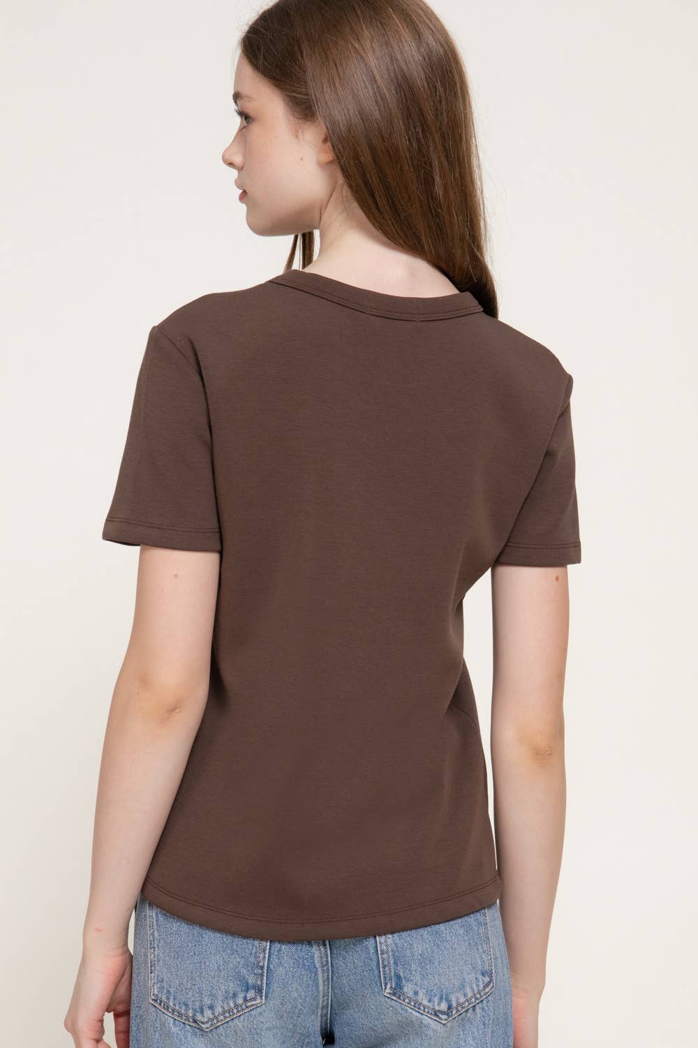 Short Sleeve Round Neck Soft Knit Jersey Top