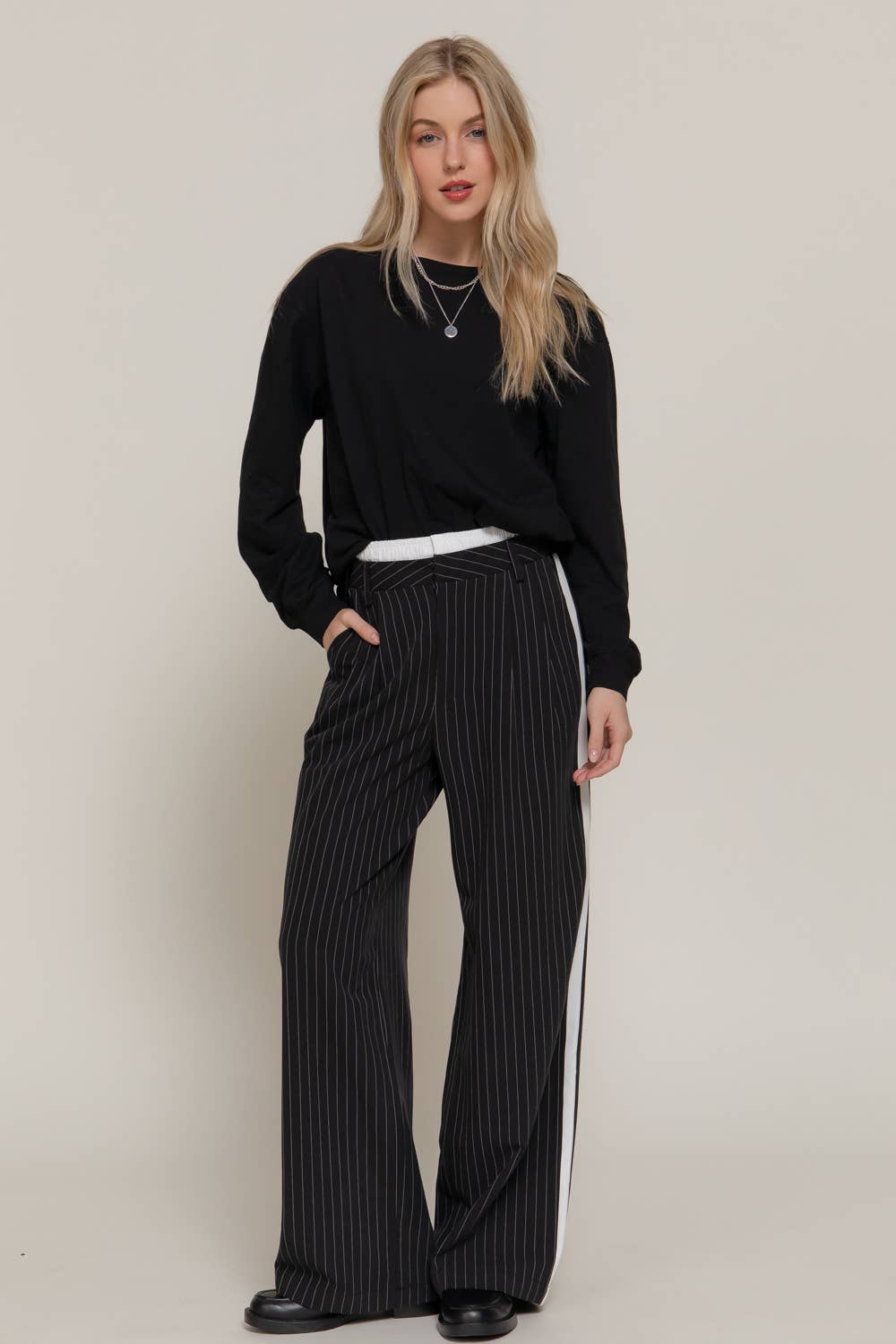 Side Stripe Detail Y/D Stripe Long Pants