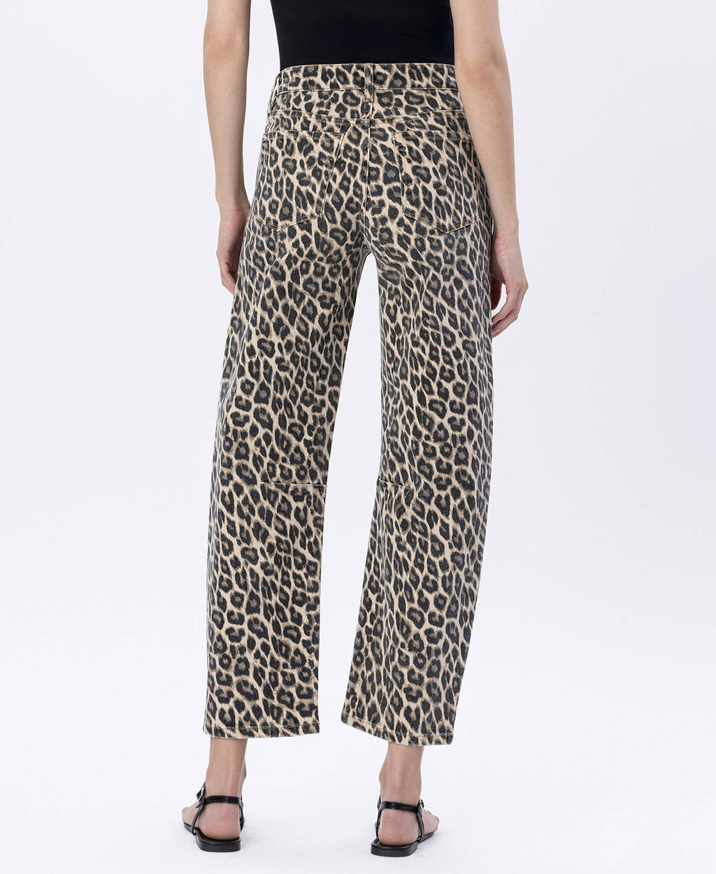 ANTONELLA HIGH RISE LEOPARD PRINT BARREL JEANS