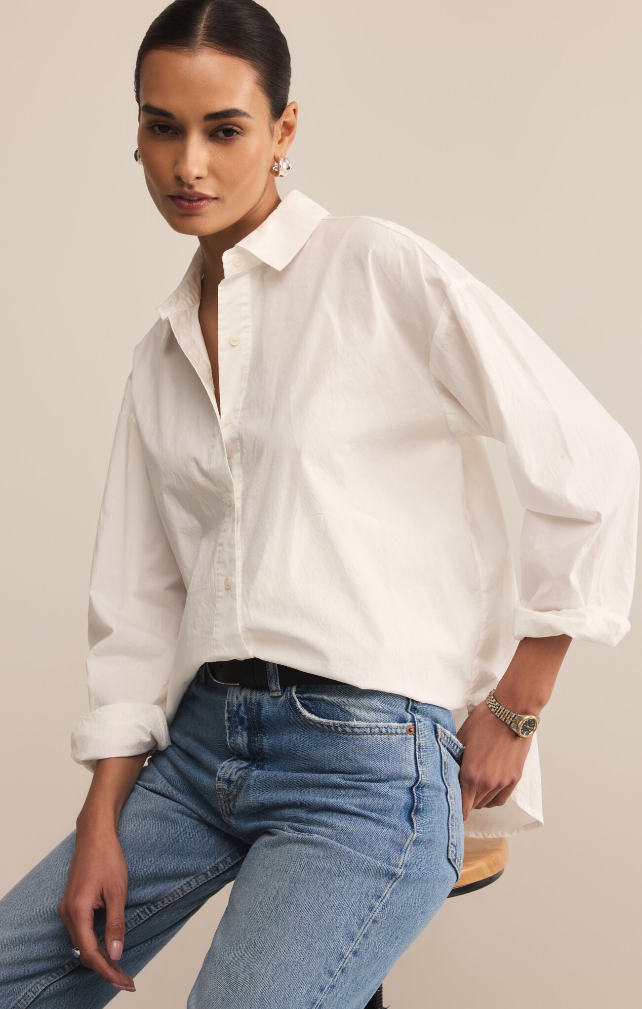 Elevated poplin shirt white