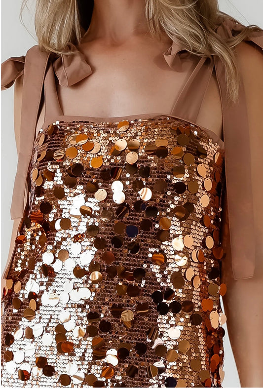 Bronze sequined midi dress FINAL SALE