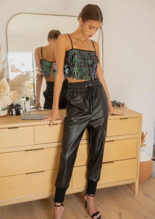 Faux leather jogger pants FINAL SALE