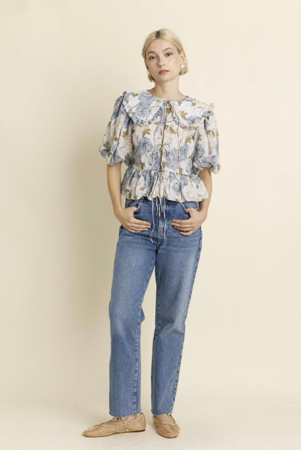 Blue peony blouse