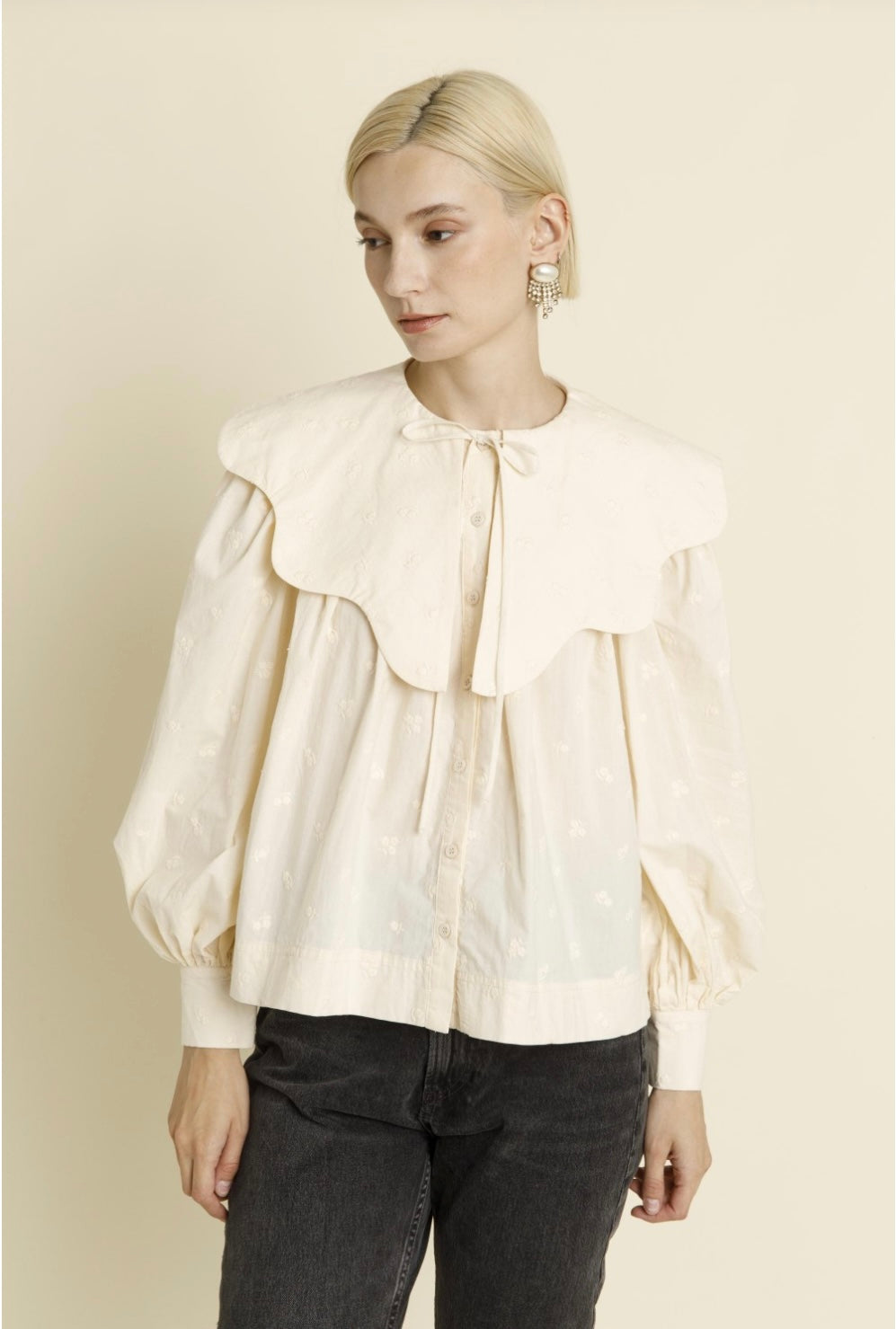 Scallop collar blouse