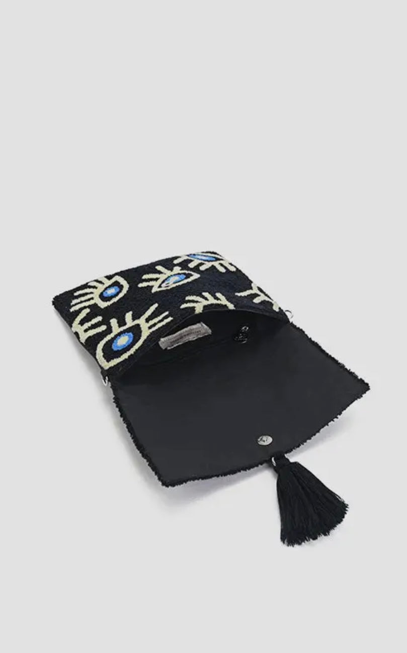 Midnight whimsical wonder eye clutch