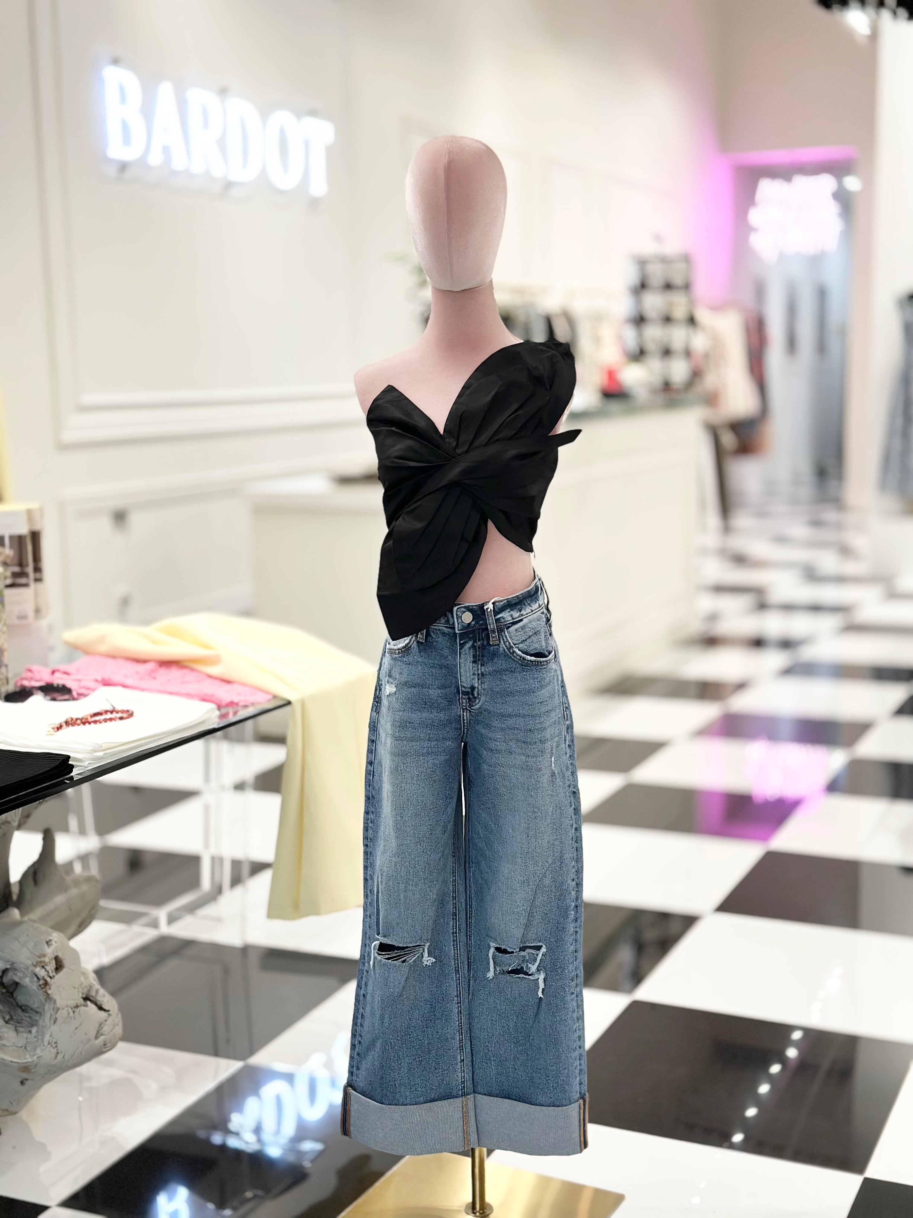 Clarice One-Shoulder bow  Crop Top