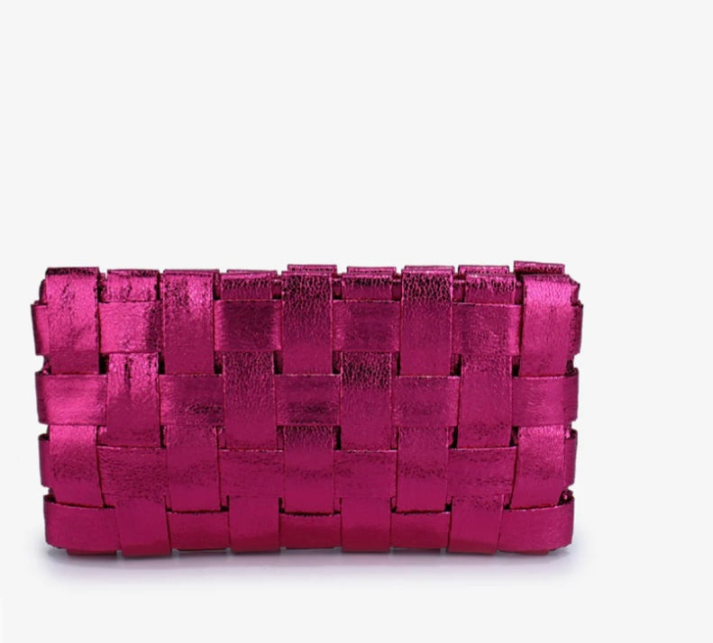 Lindy woven small clutch