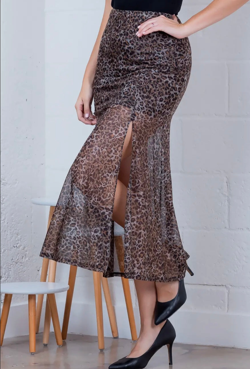 Leopard print midi skirt FINAL SALE