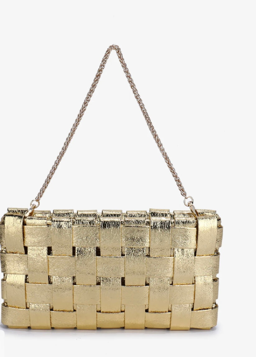 Lindy woven small clutch