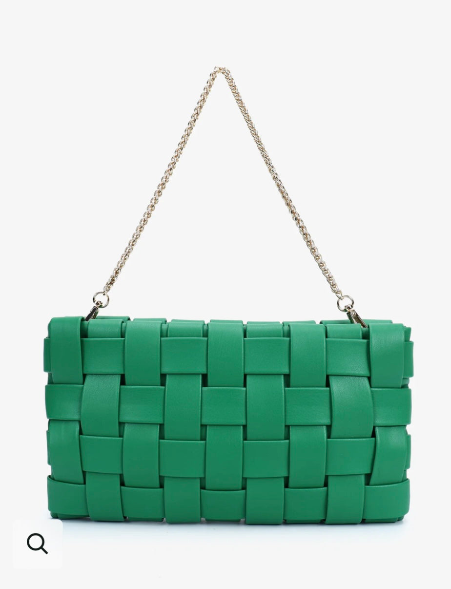 Lindy woven small clutch