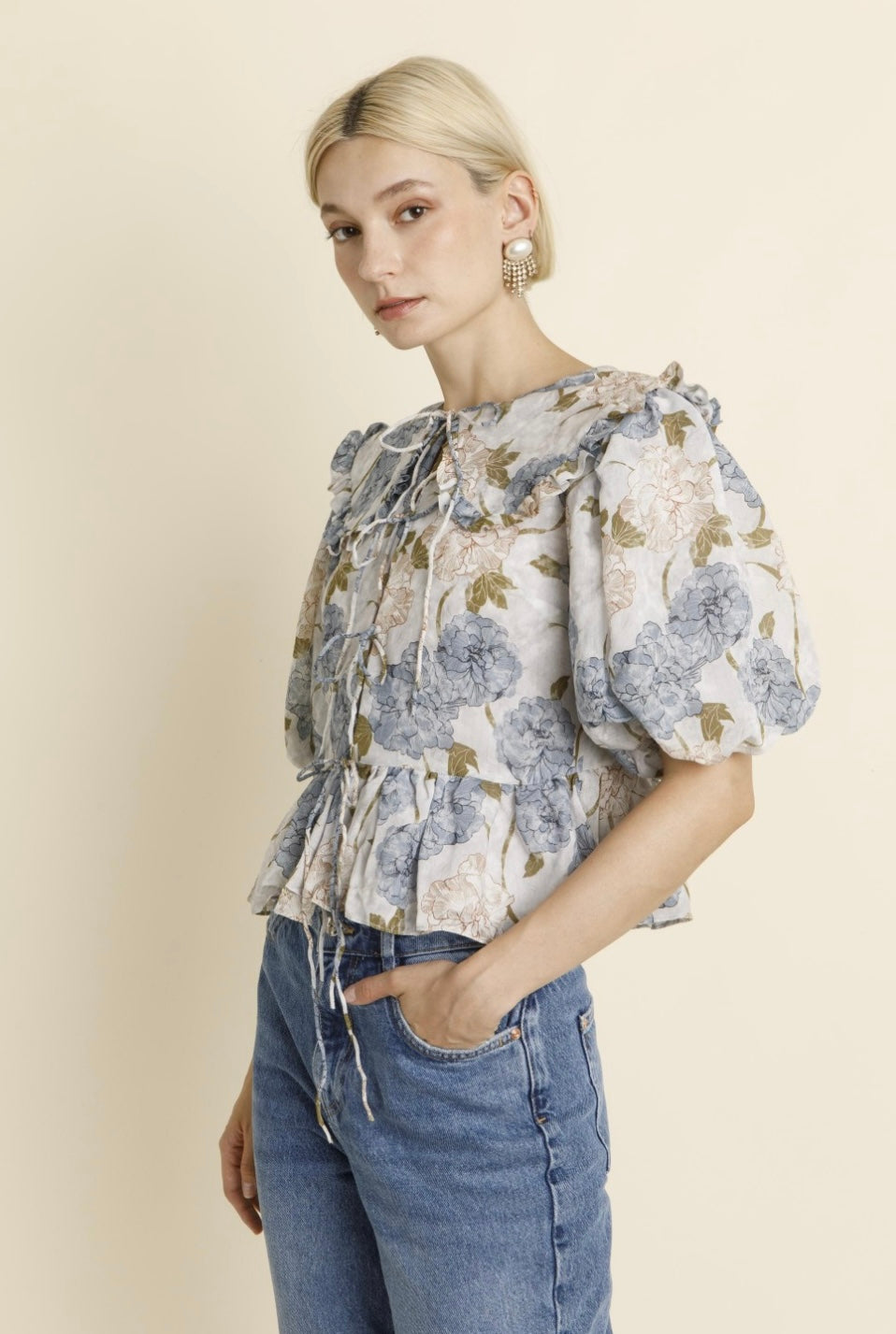 Blue peony blouse