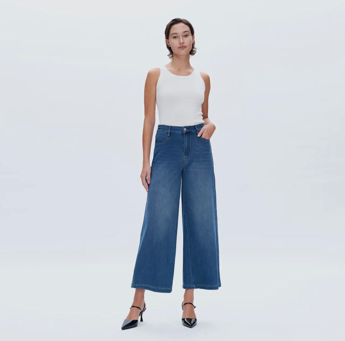 High rise wide leg flare jeans